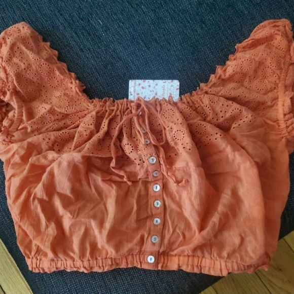 Free People Tops - BNWT FREE PEOPLE TANGERINE CROP TOP